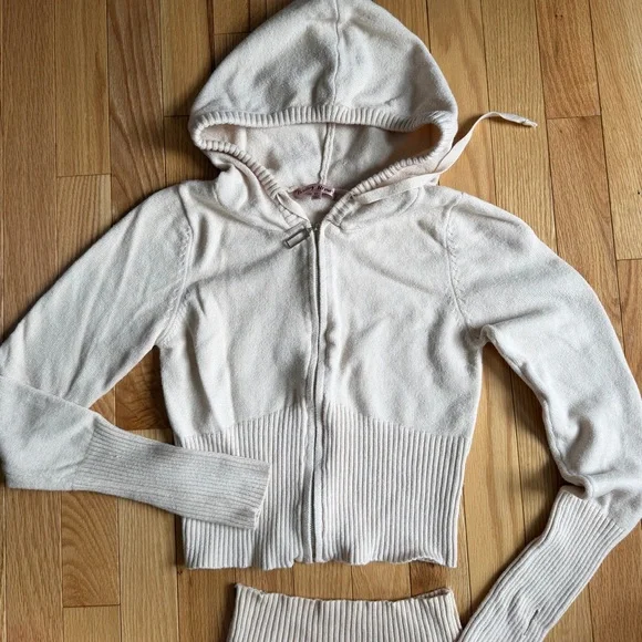 Bailey Rose Set two pieces Cream Knit High-Waist Pants and jacket - Picture 8 of 12